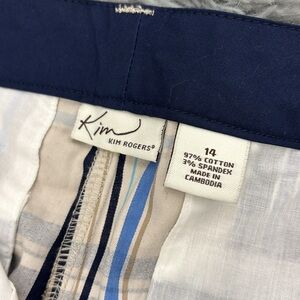 NWT Kim Rogers Blue Tan and White Plaid Shorts with Belt Casual Plus Women’s 14